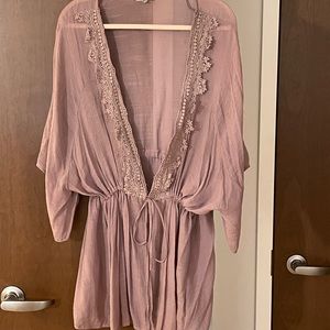 Charlotte Russe Sheer Lace Trim Kimono